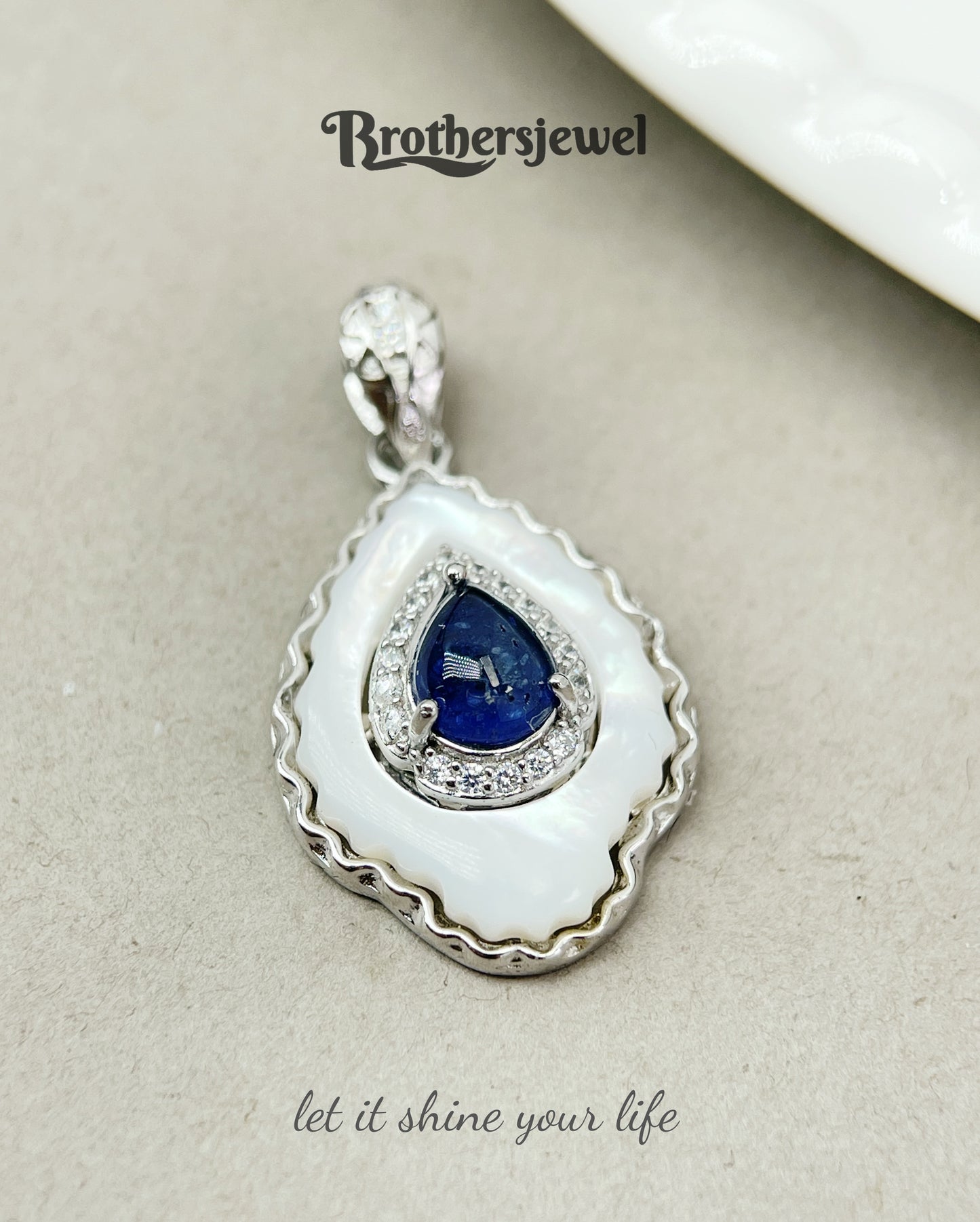 S925 Sterling Silver Natural Sapphire Pendant L0119165