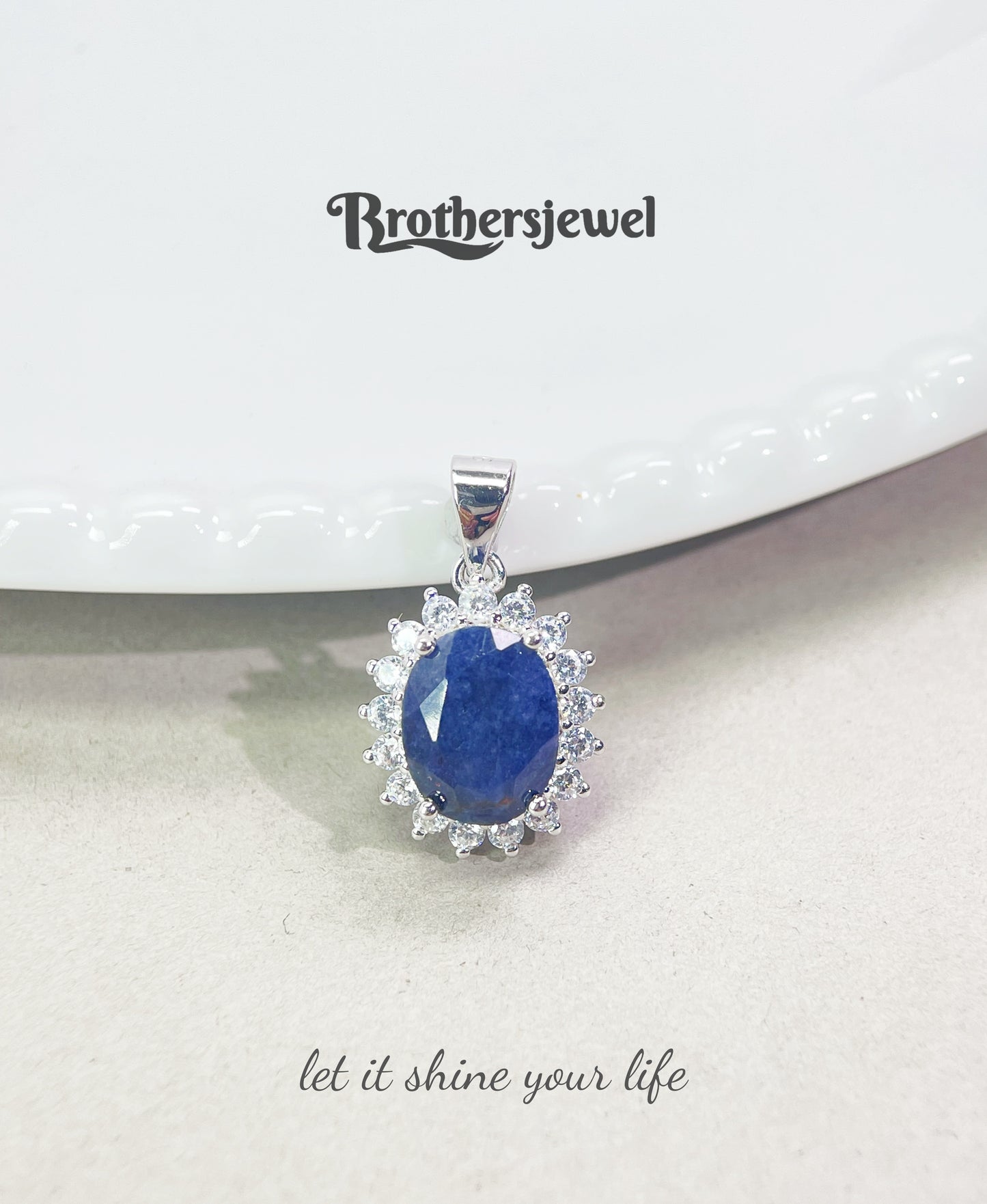 S925 Sterling Silver Natural Sapphire Pendant N0085107