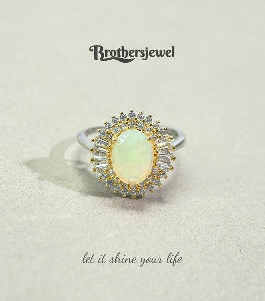 S925 Sterling Silver Natural Opal Ring L0088126