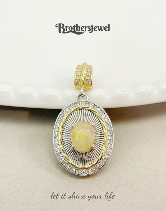 S925 Sterling Silver Natural Opal Pendant L0089130