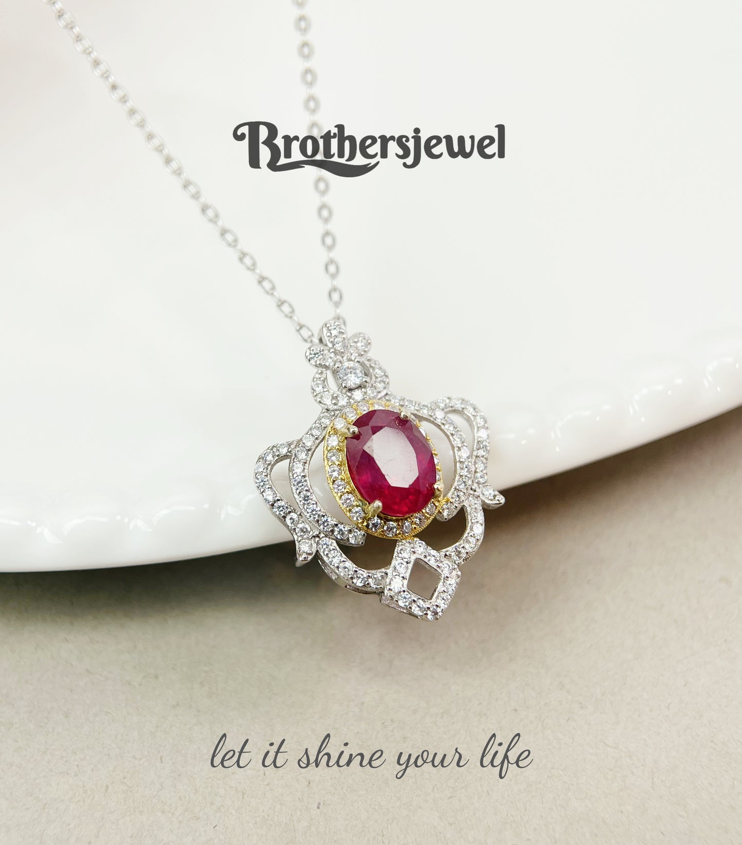 S925 Sterling Silver Natural Ruby  Pendant  L0108182