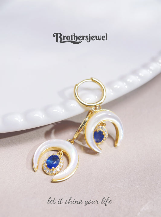 S925 Sterling Silver Natural Sapphire Earring  L0159156